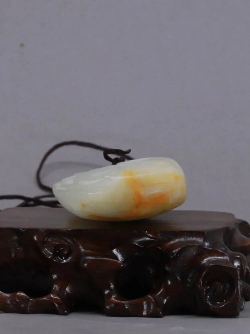 Chinese Hetian Jade Pendant w Ram & Ruyi